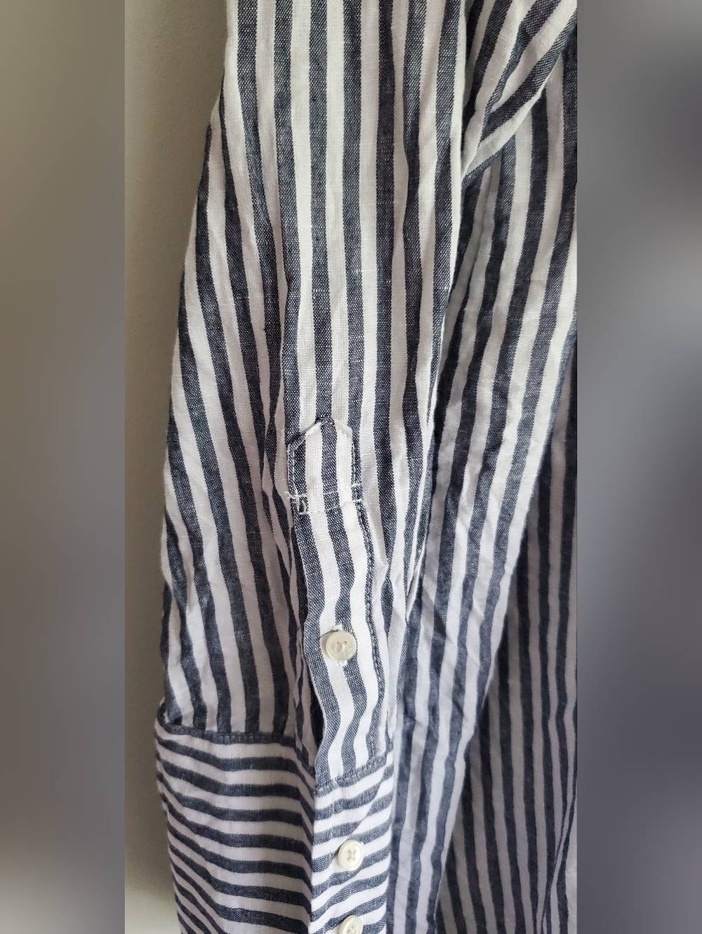 J. Crew Navy and White Vertical Linen Striped Shirt Dress Size XL - Picture 7 of 11